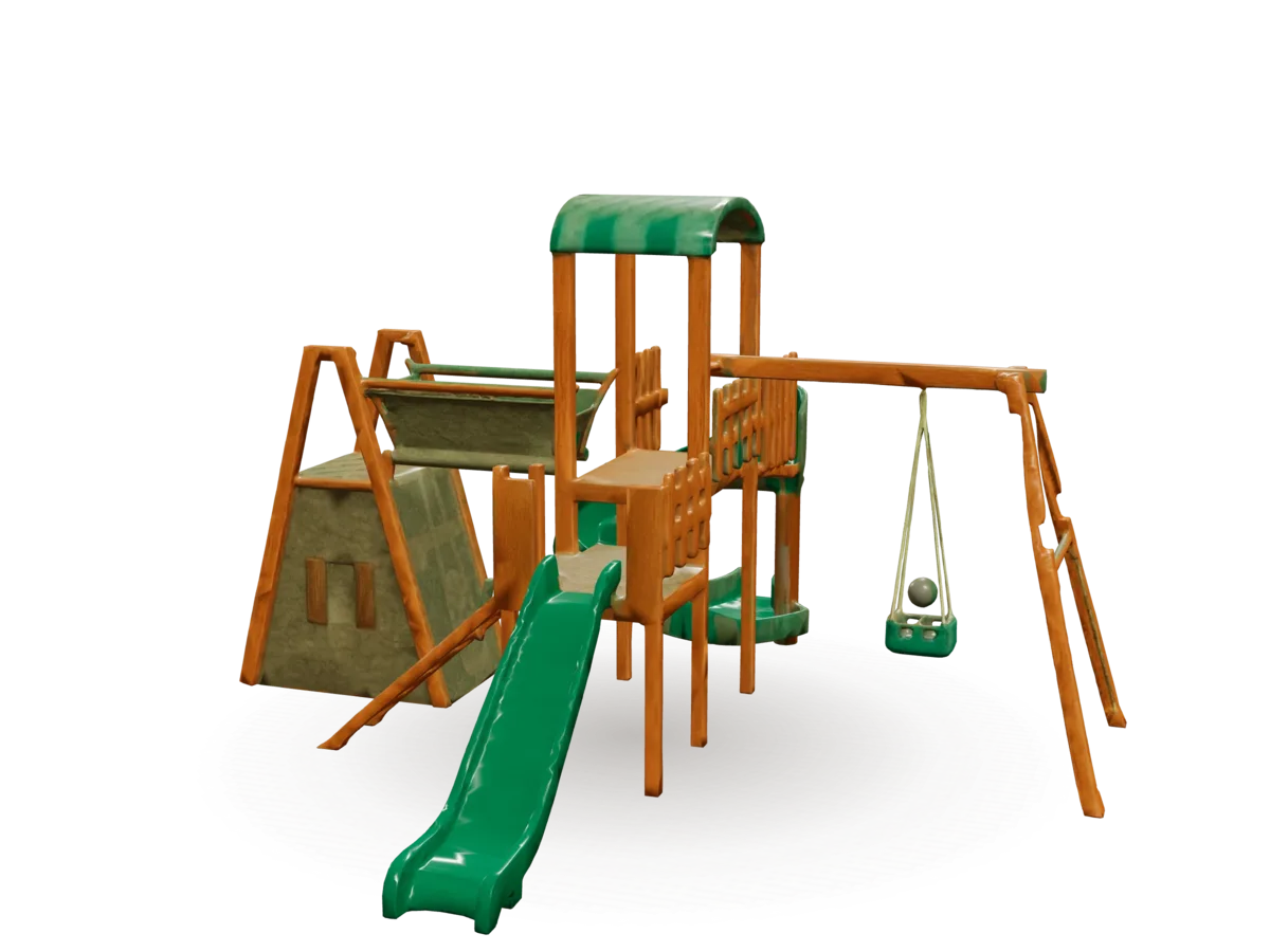 Bebeji Design doğal ahşap kuleli oyun parkı
