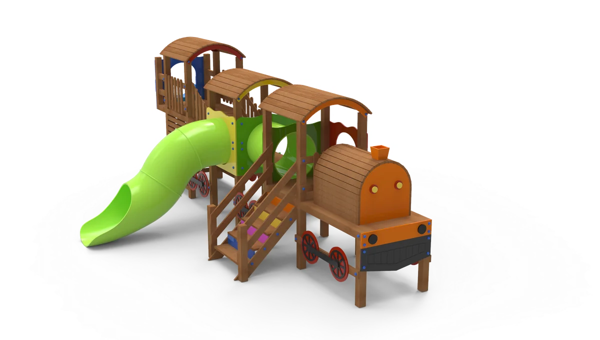 Tren Temalı Ahşap Çocuk Oyun Parkı JP023